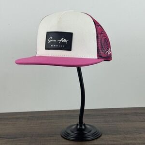 Grace Folly Hat Cap Snap Back White Pink Mesh Trucker Patch OSFA Rose Print Mens